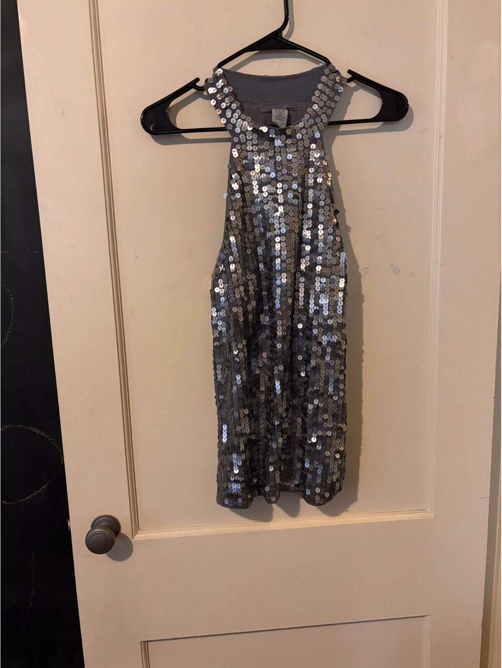Lucidity gray sequin sleeveless top Large
